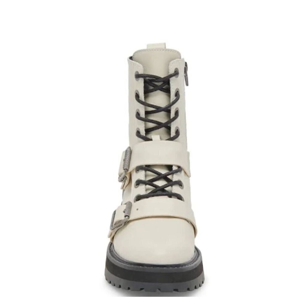 NIB DOLCE VITA Ronson Combat Lug Sole Lace Up Buckle Boot Cream 7 - Picture 2 of 15